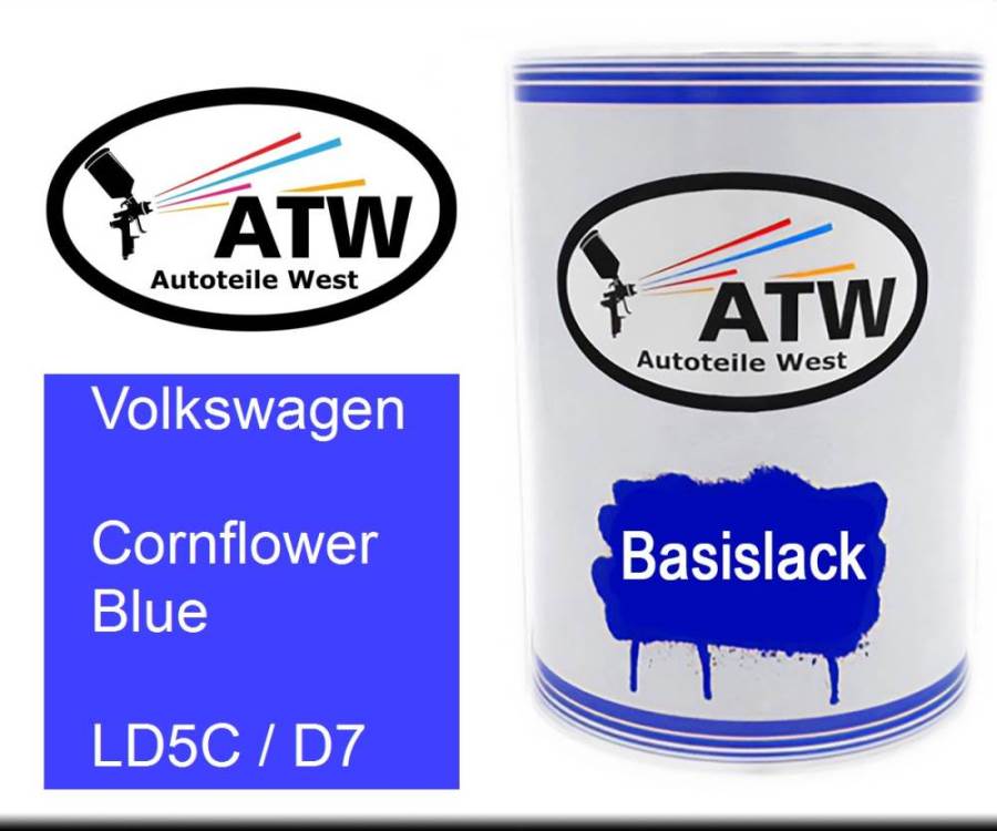 Volkswagen, Cornflower Blue, LD5C / D7: 500ml Lackdose, von ATW Autoteile West.